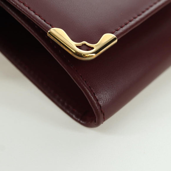 CARTIER Must Line Coin Purse Leather Bordeaux Gold Auth am11323V