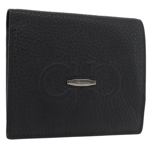 Salvatore Ferragamo Gancini Bifold Wallet Leather Black Auth am11324A