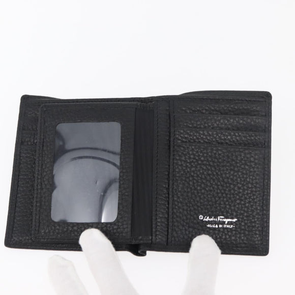 Salvatore Ferragamo Gancini Bifold Wallet Leather Black Auth am11324A