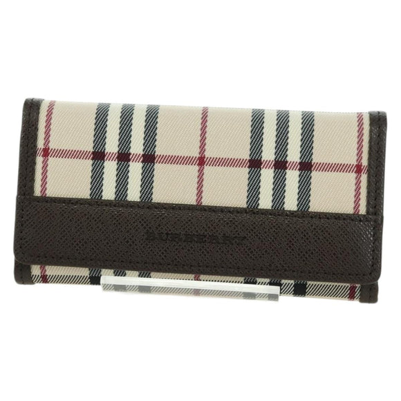 BURBERRY Nova Check Key Case Canvas Beige Brown Auth am11325V