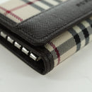 BURBERRY Nova Check Key Case Canvas Beige Brown Auth am11325V-7