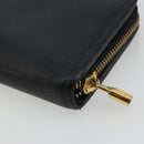 LOEWE Anagram Round Long Wallet Leather Black Gold Auth am11327A-15