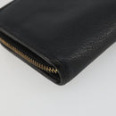 LOEWE Anagram Round Long Wallet Leather Black Gold Auth am11327A-16