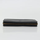 LOEWE Anagram Round Long Wallet Leather Black Gold Auth am11327A-5