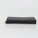 LOEWE Anagram Round Long Wallet Leather Black Gold Auth am11327A-6