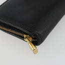 LOEWE Anagram Round Long Wallet Leather Black Gold Auth am11327A-14