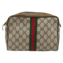 GUCCI GG Supreme Old Web Sherry Line Bag PVC Beige Red 01 012 53 Auth am11329A-2