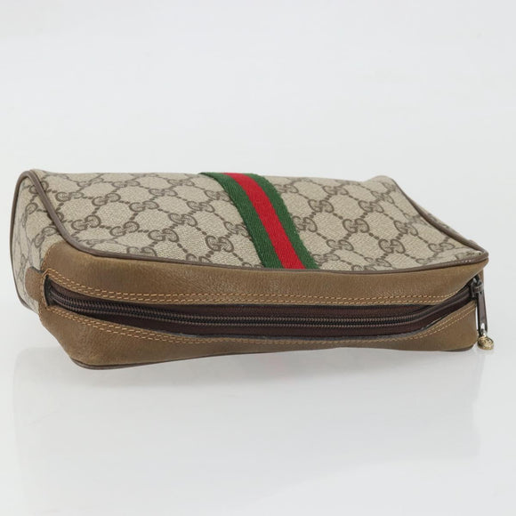 GUCCI GG Supreme Old Web Sherry Line Bag PVC Beige Red 01 012 53 Auth am11329A
