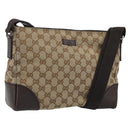 GUCCI GG Canvas Shoulder Bag Beige Silver 114273 Auth am11337A-1