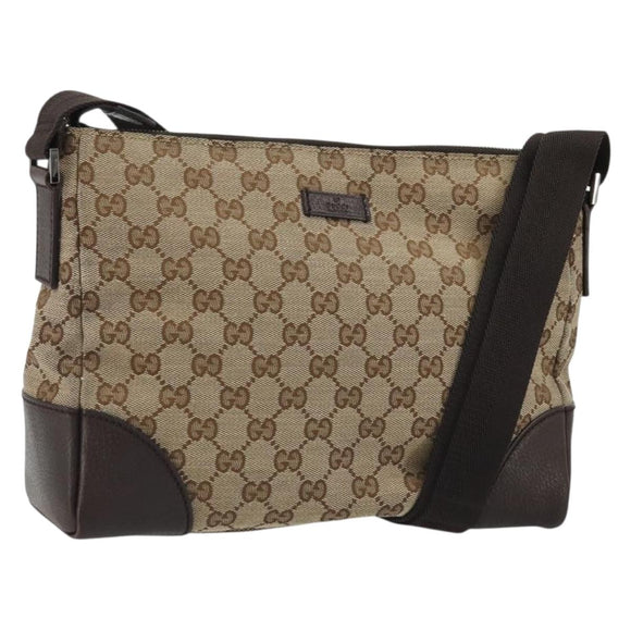 GUCCI GG Canvas Shoulder Bag Beige Silver 114273 Auth am11337A