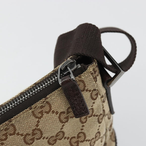 GUCCI GG Canvas Shoulder Bag Beige Silver 114273 Auth am11337A