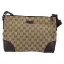 GUCCI GG Canvas Shoulder Bag Beige Silver 114273 Auth am11337A-2