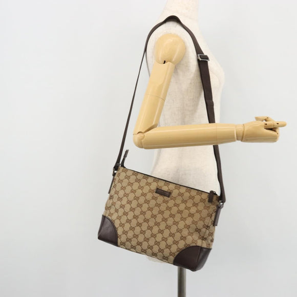 GUCCI GG Canvas Shoulder Bag Beige Silver 114273 Auth am11337A