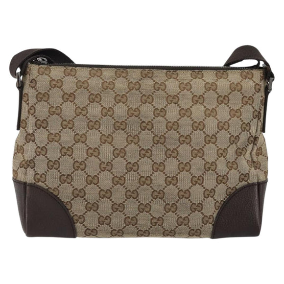 GUCCI GG Canvas Shoulder Bag Beige Silver 114273 Auth am11337A