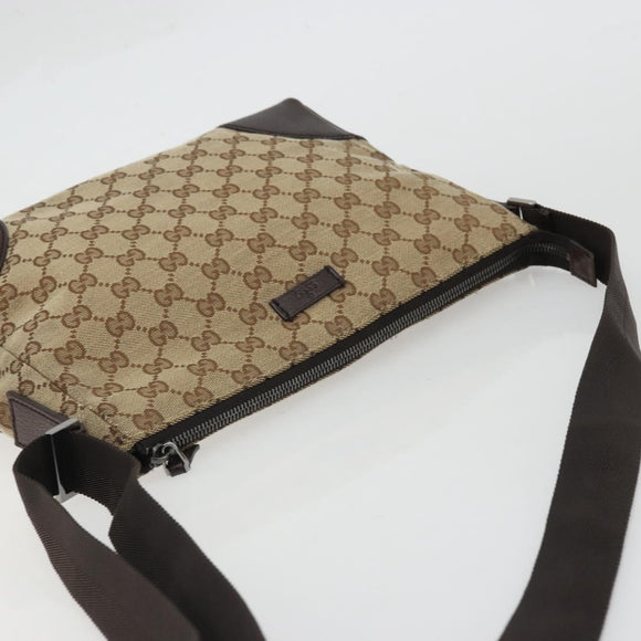 GUCCI GG Canvas Shoulder Bag Beige Silver 114273 Auth am11337A