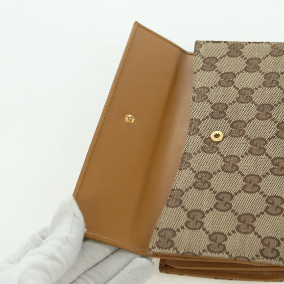 GUCCI GG Canvas Jackie Long Wallet Beige Gold 035 3754 2134 Auth am11338V