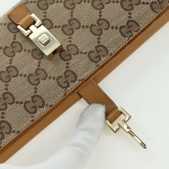 GUCCI GG Canvas Jackie Long Wallet Beige Gold 035 3754 2134 Auth am11338V