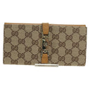 GUCCI GG Canvas Jackie Long Wallet Beige Gold 035 3754 2134 Auth am11338V-13