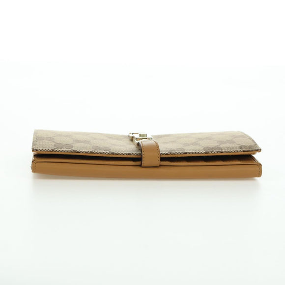 GUCCI GG Canvas Jackie Long Wallet Beige Gold 035 3754 2134 Auth am11338V