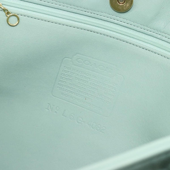Old Coach Tote Bag Leather Light Blue Gold Auth am11339A