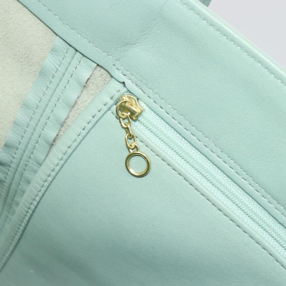 Old Coach Tote Bag Leather Light Blue Gold Auth am11339A
