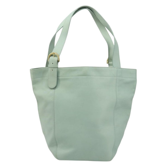 Old Coach Tote Bag Leather Light Blue Gold Auth am11339A