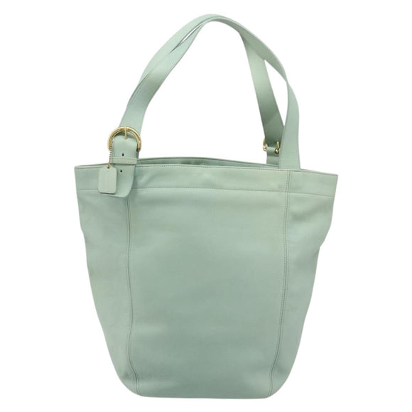 Old Coach Tote Bag Leather Light Blue Gold Auth am11339A