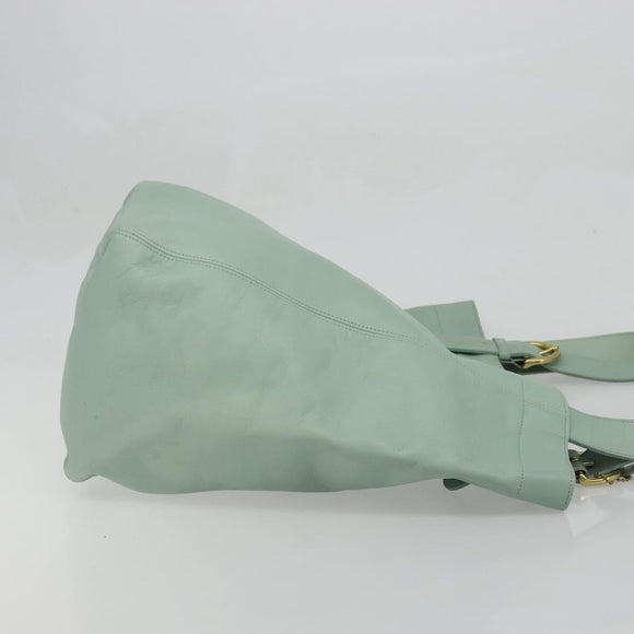Old Coach Tote Bag Leather Light Blue Gold Auth am11339A