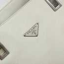 PRADA Tote Bag Leather White Silver Auth am11340-18