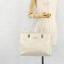 PRADA Tote Bag Leather White Silver Auth am11340-25