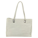 PRADA Tote Bag Leather White Silver Auth am11340-2
