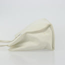PRADA Tote Bag Leather White Silver Auth am11340-4