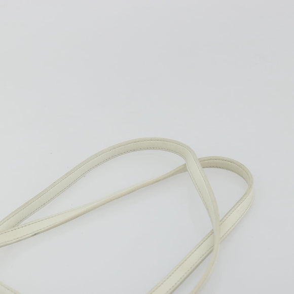 PRADA Tote Bag Leather White Silver Auth am11340