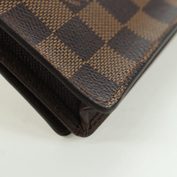 LOUIS VUITTON Damier Ebene Porte Cartes Credit Long Wallet N60825 Auth am11341V