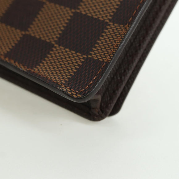 LOUIS VUITTON Damier Ebene Porte Cartes Credit Long Wallet N60825 Auth am11341V