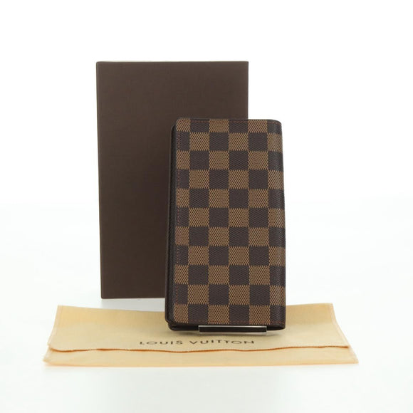 LOUIS VUITTON Damier Ebene Porte Cartes Credit Long Wallet N60825 Auth am11341V