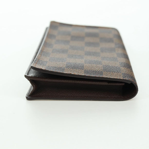 LOUIS VUITTON Damier Ebene Porte Cartes Credit Long Wallet N60825 Auth am11341V