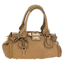 Chloe Paddington Hand Bag Leather Beige Gold Silver Auth am11349V-1