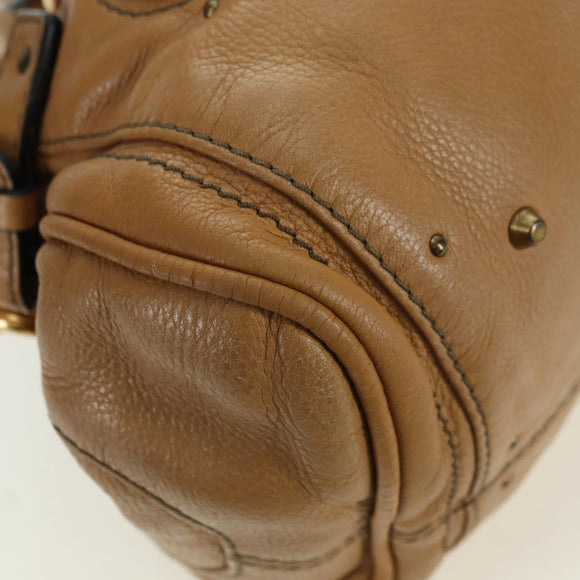 Chloe Paddington Hand Bag Leather Beige Gold Silver Auth am11349V