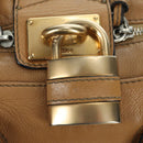 Chloe Paddington Hand Bag Leather Beige Gold Silver Auth am11349V-14