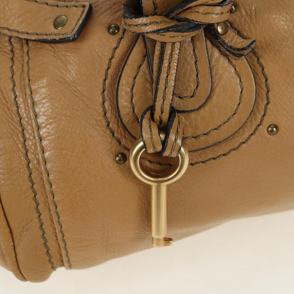 Chloe Paddington Hand Bag Leather Beige Gold Silver Auth am11349V