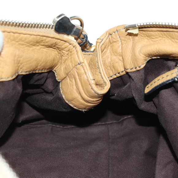 Chloe Paddington Hand Bag Leather Beige Gold Silver Auth am11349V