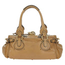 Chloe Paddington Hand Bag Leather Beige Gold Silver Auth am11349V-3
