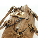 Chloe Paddington Hand Bag Leather Beige Gold Silver Auth am11349V-6