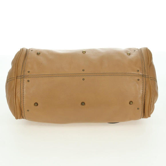 Chloe Paddington Hand Bag Leather Beige Gold Silver Auth am11349V