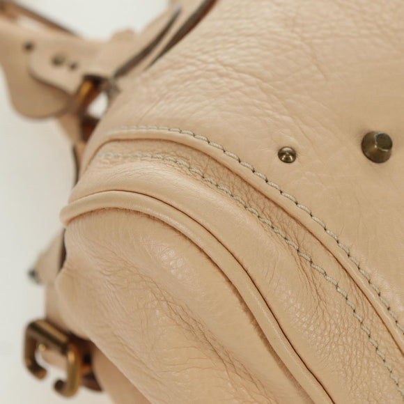 Chloe Paddington Hand Bag Leather Beige Gold Silver Auth am11351SAV