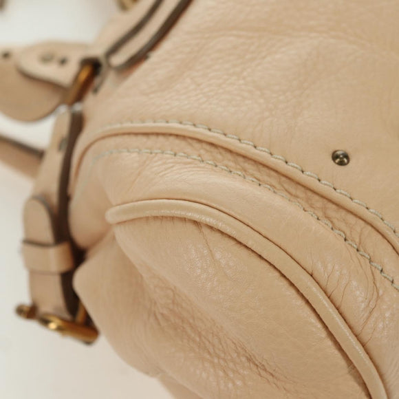 Chloe Paddington Hand Bag Leather Beige Gold Silver Auth am11351SAV