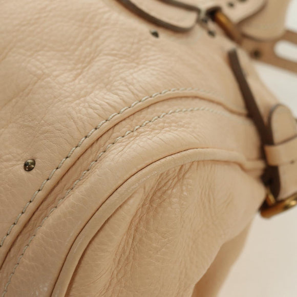 Chloe Paddington Hand Bag Leather Beige Gold Silver Auth am11351SAV