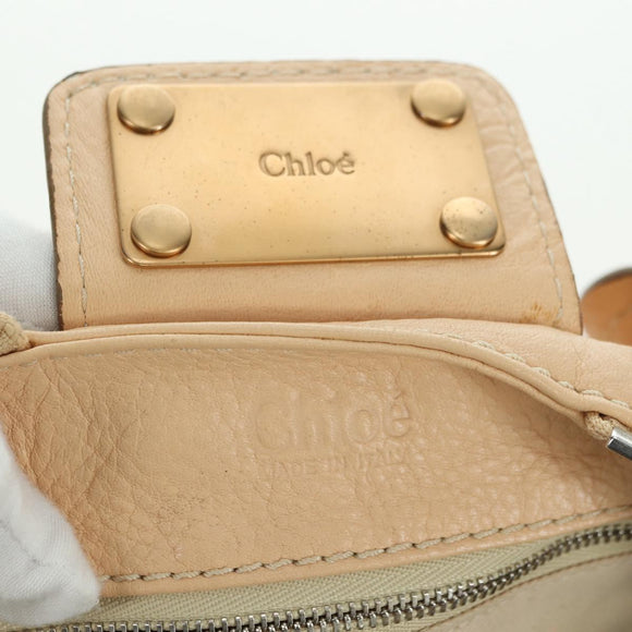 Chloe Paddington Hand Bag Leather Beige Gold Silver Auth am11351SAV