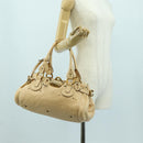 Chloe Paddington Hand Bag Leather Beige Gold Silver Auth am11351SAV-26